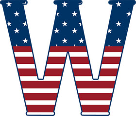 Obraz premium Patriotic Letter W with Stars and Stripes Design Independence 4th July