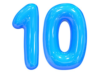 Balloon Number 10 Blue Color 3D Render