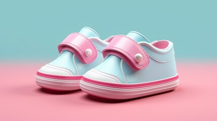 3D Rendering Baby Shoes Casual Footwear