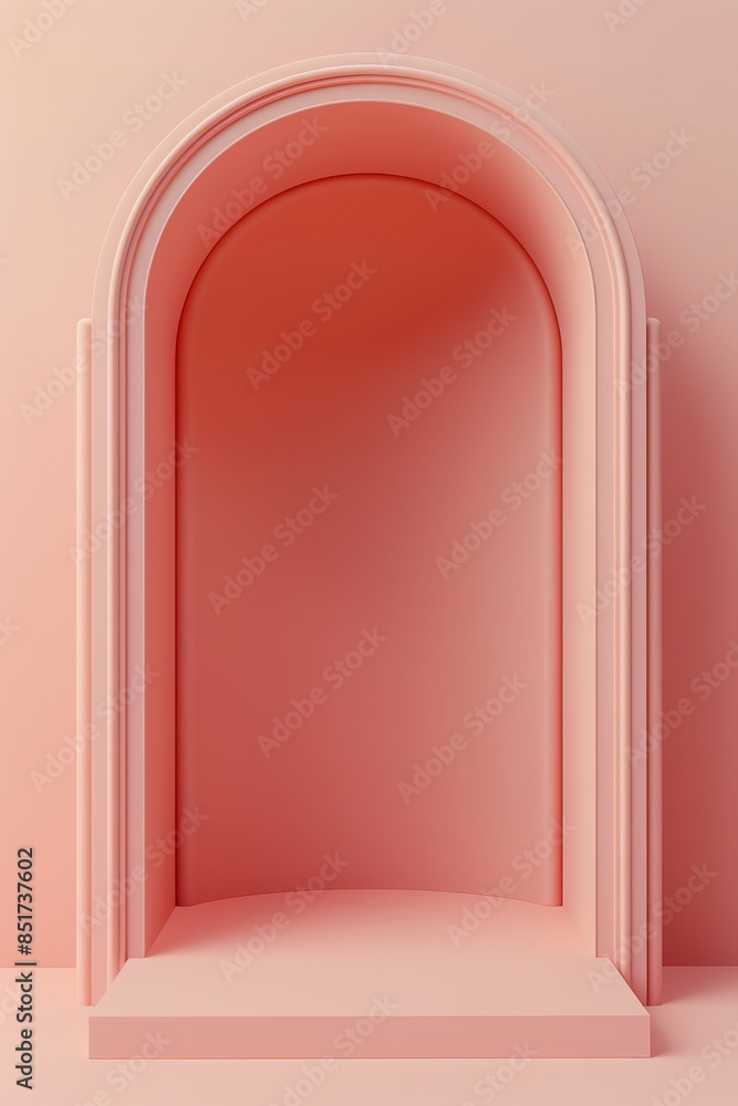 Poster minimalistic coral arch design on a plain background with copy space.
