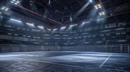 3D rendering of an empty MMA arena