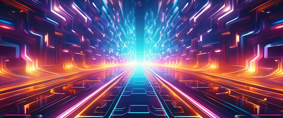 Fototapeta premium ラフィック 光 道 シティ ハイウェイ データ 背景画像 Generative AI