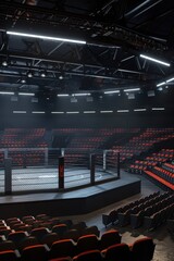 Naklejka premium 3D rendering of an empty MMA arena