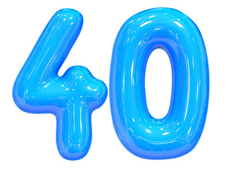 Balloon Number 40 Blue Color 3D Render