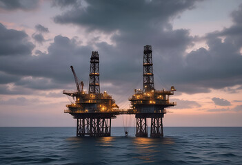 oil well in the middle is the sea in minimal style