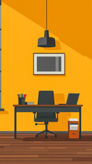 Fototapeta premium Modern office illustration in bold colors.