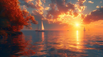 sailboat at sunset