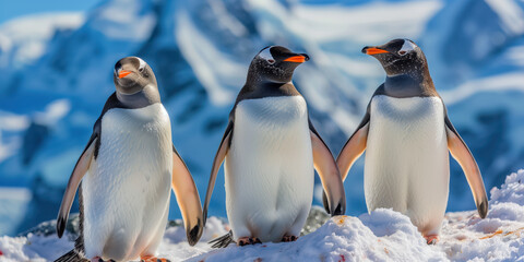 Fototapeta premium A herd of penguins in Antarctica