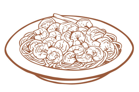 recommend clip art: Fideua outline hand drawn