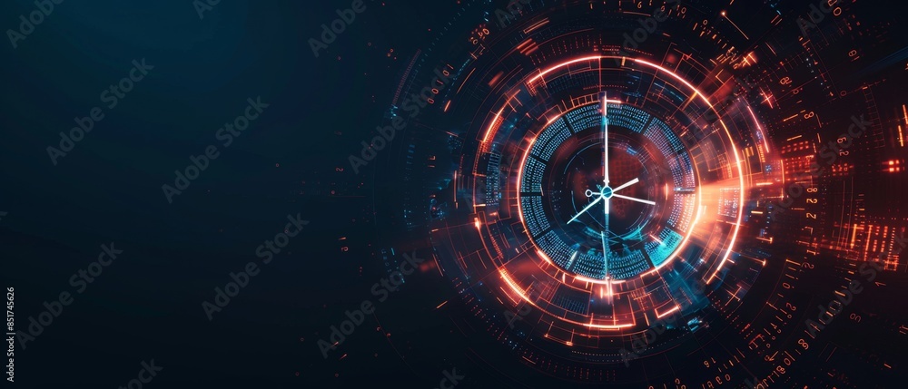Aufkleber tech circle design, abstract digital clock with spinning elements, symbolizing time and technology o