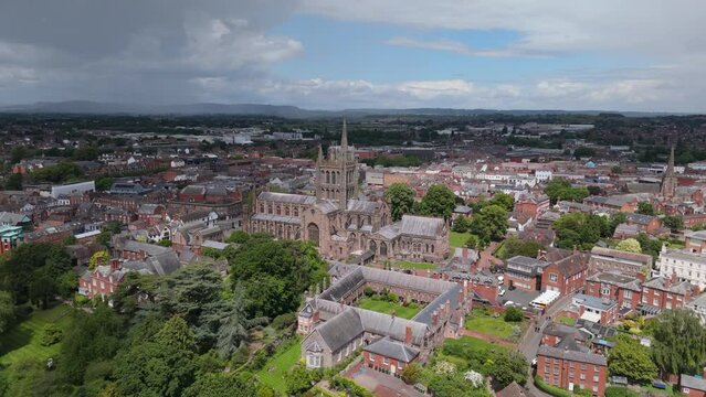 Aerial view of Hereford, city in Herefordshire, England