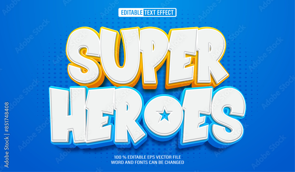 Poster editable 3d text style effect - super heroes text effect template