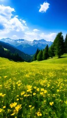 Fototapeta premium Abstraktion Alpine Wiese in den Bergen. Abstrakter Hintergrund für Design 5.