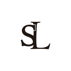 letter sl simple linked black logo vector