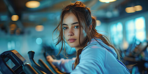 Obraz premium Young smiling woman in exercise clothes after a workout