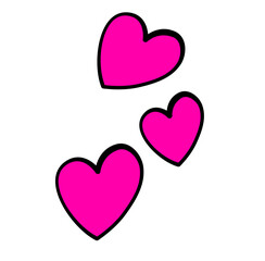 ThreThree colored heart shapes hand drawn vectore