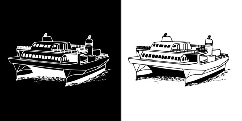 Obraz premium Ship and boat icon. Sea transportation. Transport icon. Black icon