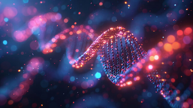 Visualization of the human genome, depicting genetic sequences and chromosomes