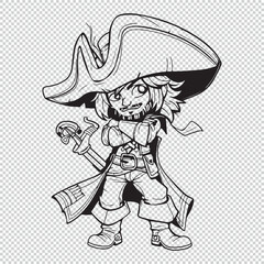 Pirate scribble icon design, black vector illustration on transparent background
