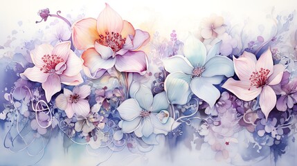 Watercolor floral illustration with soft colors and delicate details.