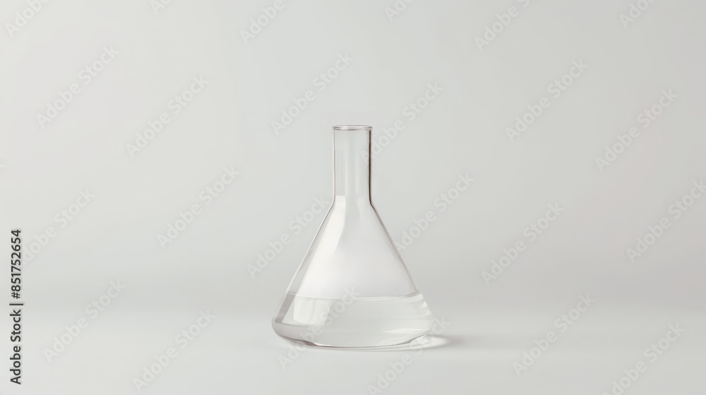 Poster empty erlenmeyer flask on white background. a stock photo of a clean, empty laboratory erlenmeyer fl