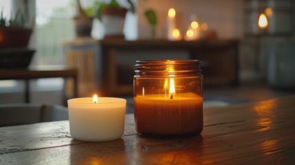 A pair of distinct candles a soy wax candle