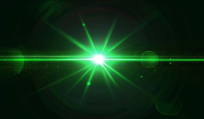 Green lens flare effect on black background