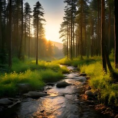 Obraz premium Abstraktion Ein Morgen am Waldbach. Abstrakter Hintergrund für Design 6.