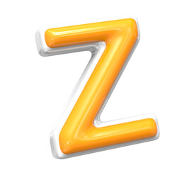 3D Render Of Font z With White And Yellow Color