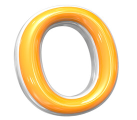 3D Rendering Of Font O With White And Yellow Color