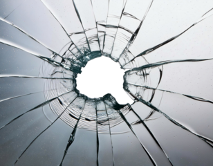 Clear checkered background visible through high resolution image of cracked glass
