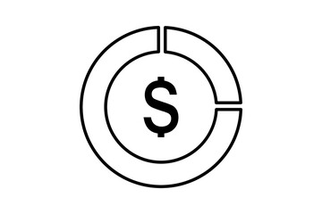 Pie chart icon. icon related to accounting. suitable for web site, app, user interfaces, printable etc. line icon style. simple vector design editable