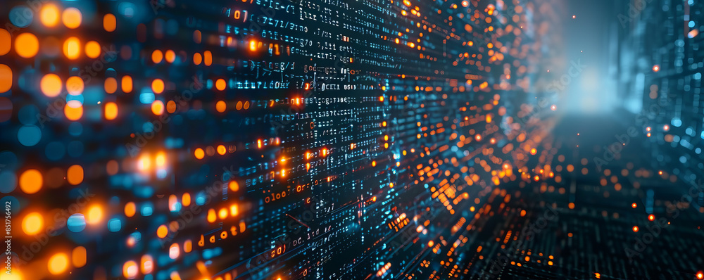 Poster a computer screen filled with lines of code, the language of the digital world.