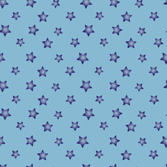 Stars Seamless Pattern All over Print with Sky Blue Color Background Vector