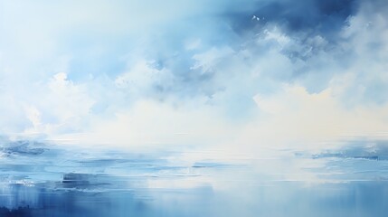 Fototapeta premium Abstract blue and white sky and water painting.