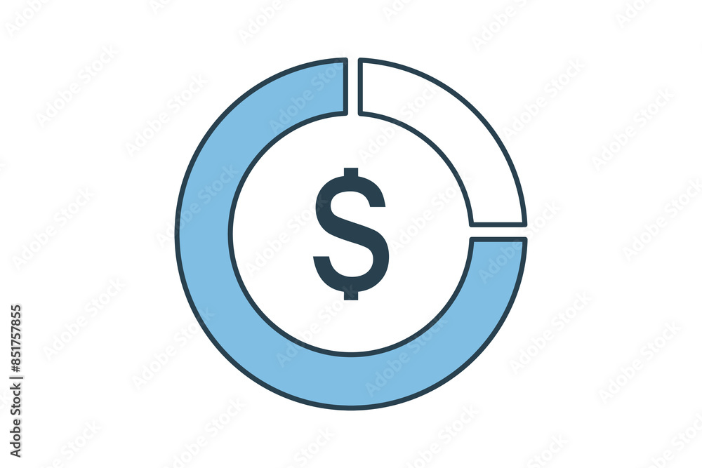 Poster pie chart icon. icon related to accounting. suitable for web site, app, user interfaces, printable e