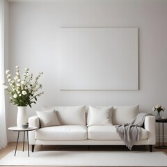 Frame mockup, ISO A paper size. Bedroom poster mockup. Modern interior design. Living room Interior mockup with house background. 3D render