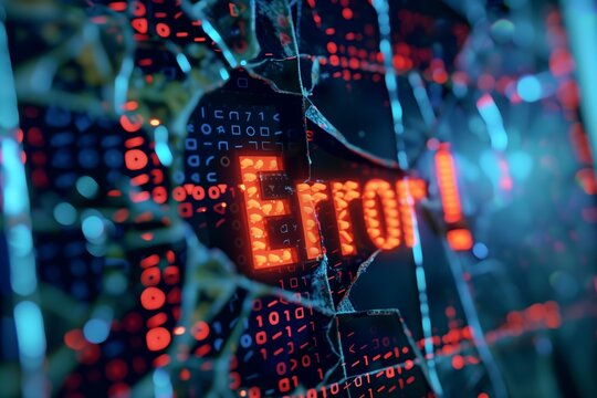 Cracked computer screen with red Error message, representing a cybersecurity breach