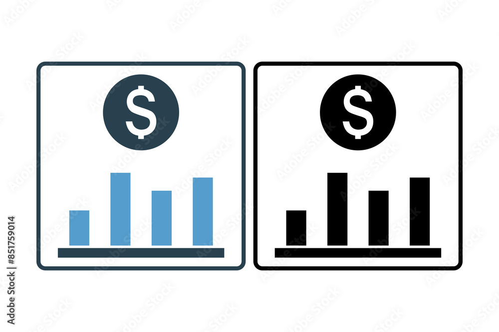 Poster bar chart icon. icon related to accounting. suitable for web site, app, user interfaces, printable e