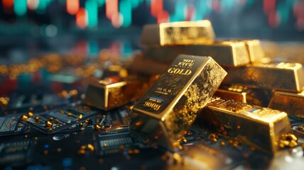 Graph of gold stocks soaring.