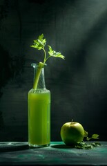 jar of celery and apple juice