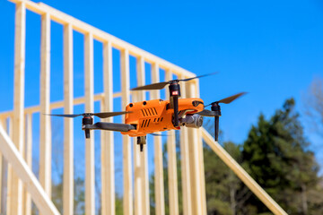 Drone used by contractor supervisor for monitoring construction site