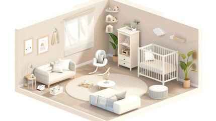 Cozy minimalist nursery with crib, teepee, and plush toys.
