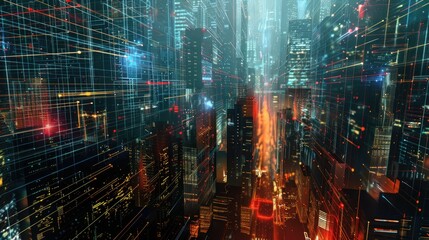 Fototapeta premium Abstract AI visualizations overseeing smart city advancements and technological integration
