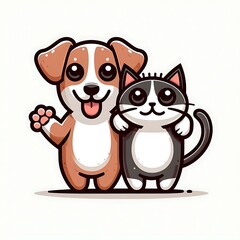 Fototapeta premium A dog design drawing graphic and cat design drawing graphic cartoon eyecatching Illustrative optimized vector.