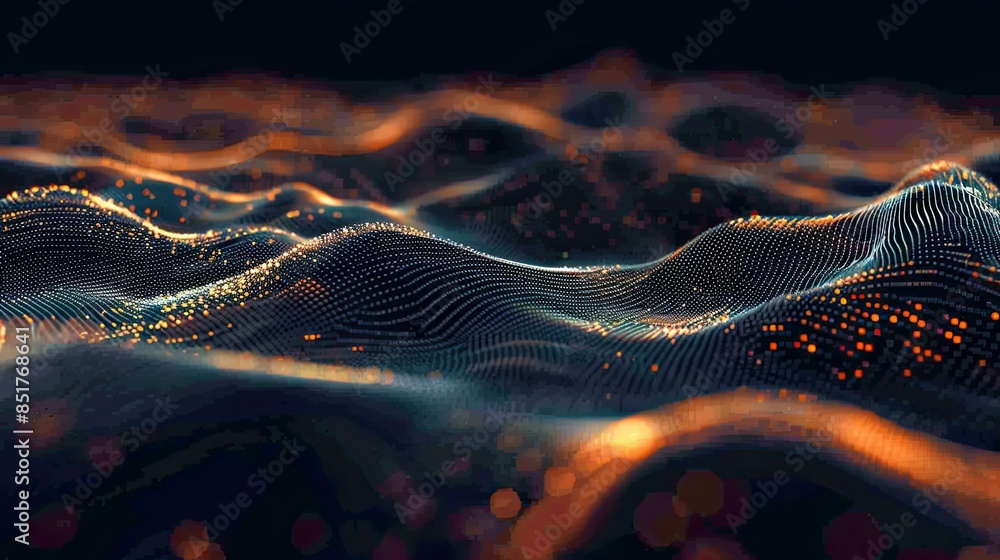 Aufkleber abstract technology design with flowing waves of digital particles