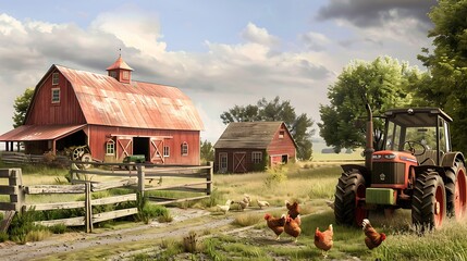 farmhouse exterior with a classic red barn