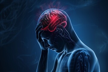 Man with a headache. Stroke. 3D Illustration