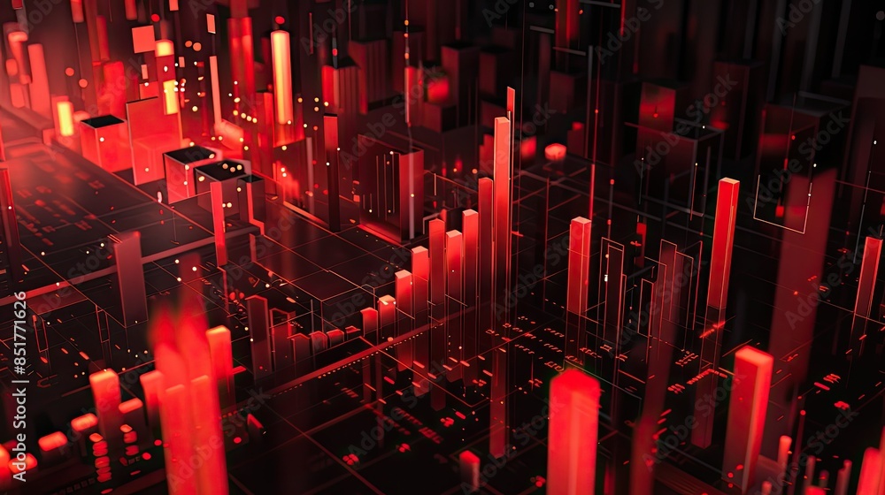 Poster graphic of a candlestick chart in a modern, tech-driven stock market environment