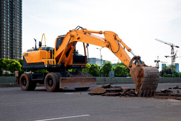 excavator on the site